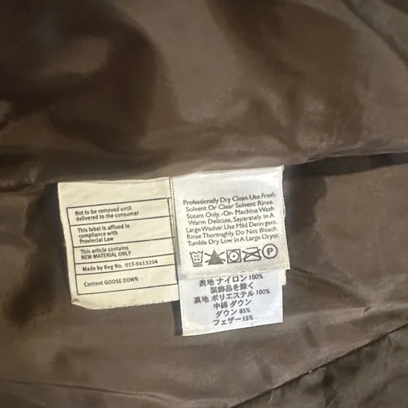 Eddie Bauer Brown goose down Quilted Puffer Jacket w zipper & pockets buttons - Picture 11 of 16